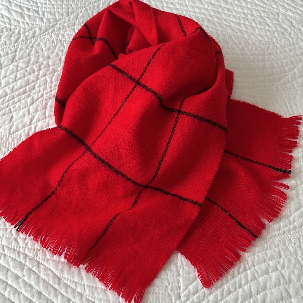 Cashiana France Acrylic Red Winter Scarf with Fringe